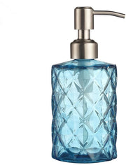 Dispensatore di sapone in vetro - Pompa in acciaio inossidabile - Design vintage - Per bagno/cucina - Sostenibile - Accessorio elegante - Boccia di sapone