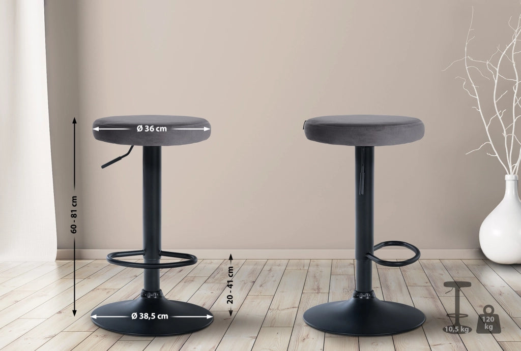 2er Set Barhocker Ponte Samt schwarz