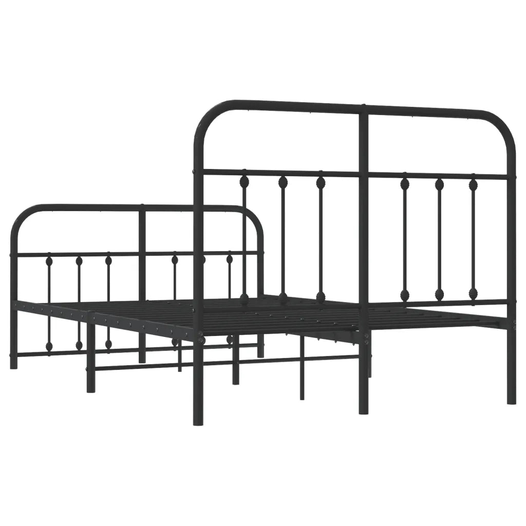 Giroletto con Testiera e Pediera Metallo Nero 120x190 cm 352593