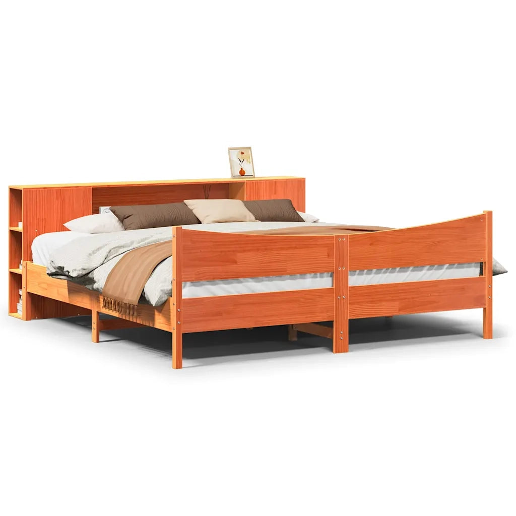 Giroletto senza Materasso Marrone Cera 200x200 cm Legno di Pino 3323289