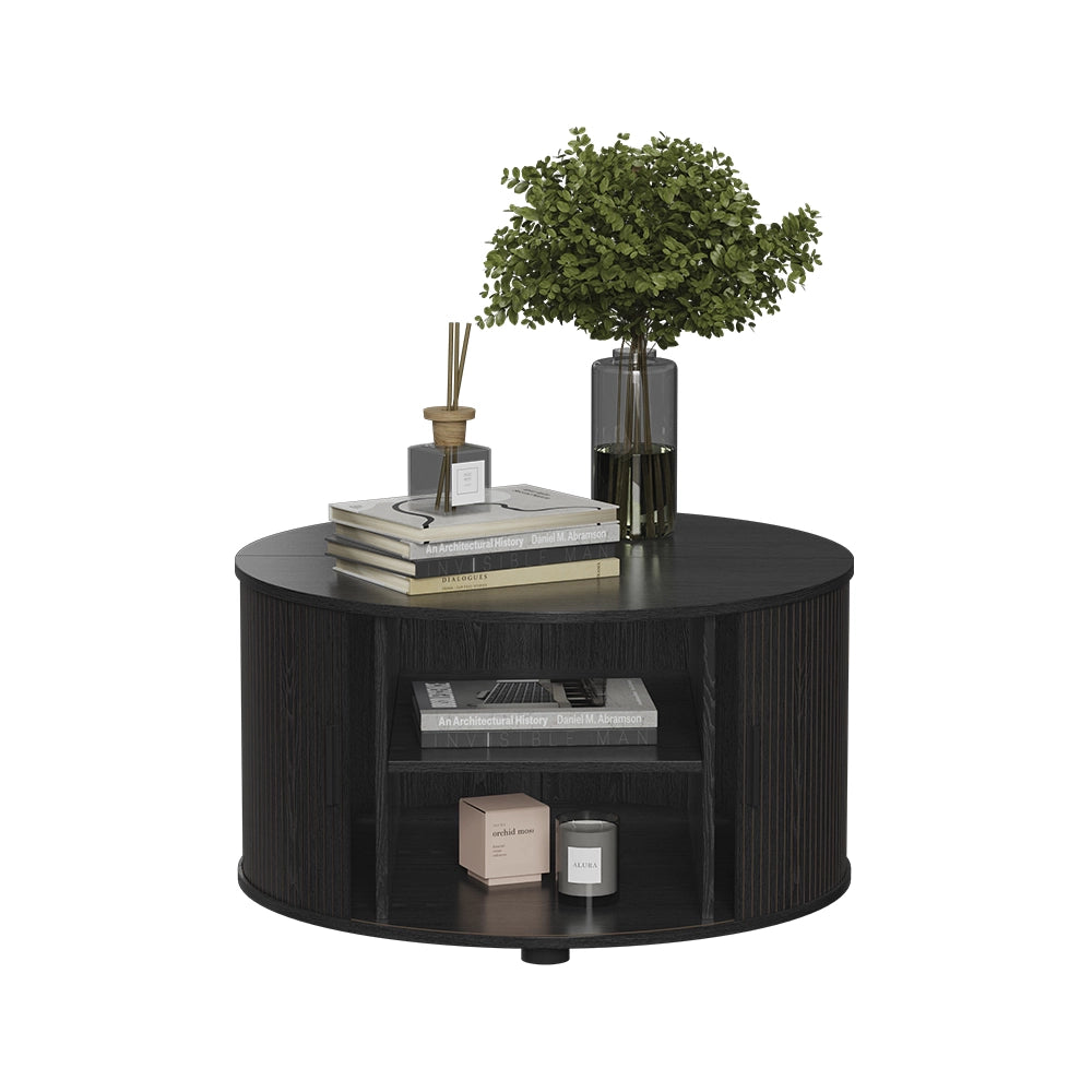 Vicco tavolino soggiorno Nero 80 x 80 cm con porta scorrevole
