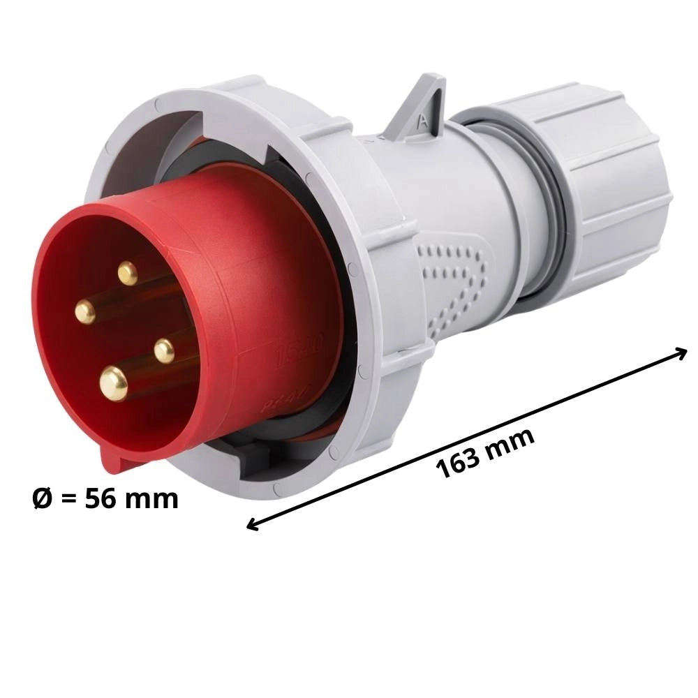 Spina industriale ecova trifase rossa ip67 3p+t resistente e sicura *** ampere 32 ampere, confezione 1