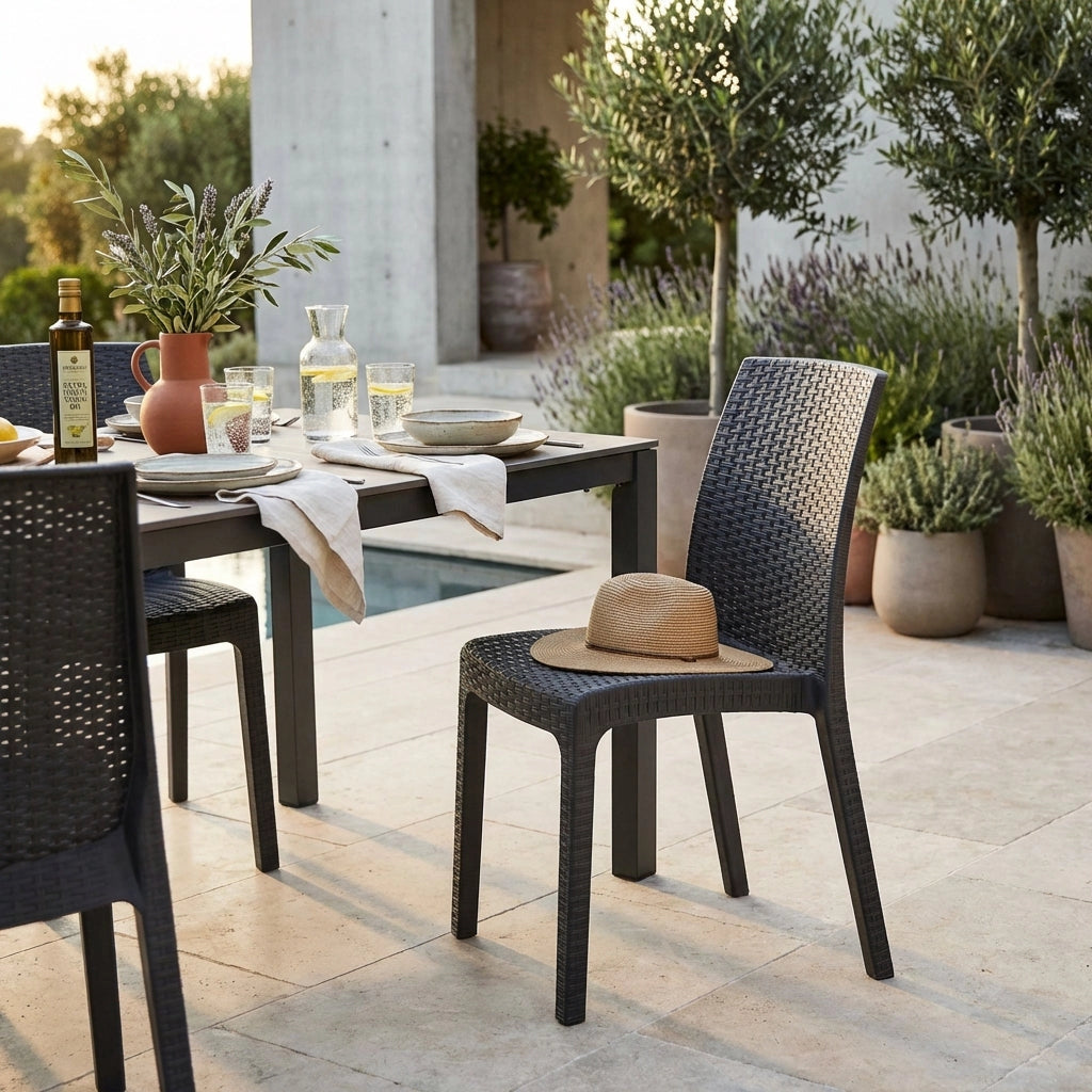 Sedia da Giardino Impilabile in Wicker cm 47x59x86 - VIRGINIA