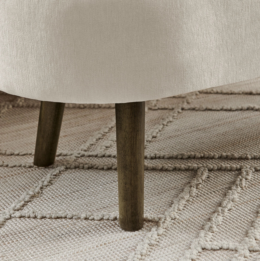 Panca contenitore ovale in chenille beige 110x40x42 cm