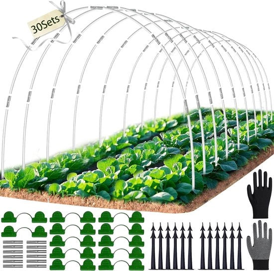 Folietunnel per Lettiera Elevata con Arco 30 Pezzi - Tunnel per Piante per Letti Elevati - Folietunnel per Giardino - Cinture per Capanne