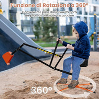 Ruspa Giocattolo per Bambini, Escavatore Cavalcabile con Controlli a 2 Mani e Pala Flessibile, Sedile Girevole a 360°, Regalo per Bambini 3 Anni+ (senza Ruote Arancia)
