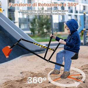 Ruspa Giocattolo per Bambini, Escavatore Cavalcabile con Controlli a 2 Mani e Pala Flessibile, Sedile Girevole a 360°, Regalo per Bambini 3 Anni+ (senza Ruote Arancia)