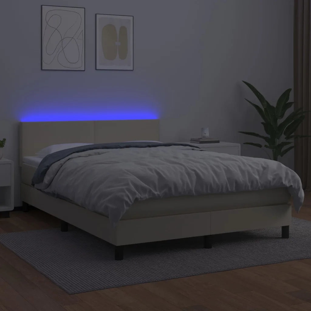 Giroletto a Molle con Materasso e LED Crema 140x190 cm 3134101