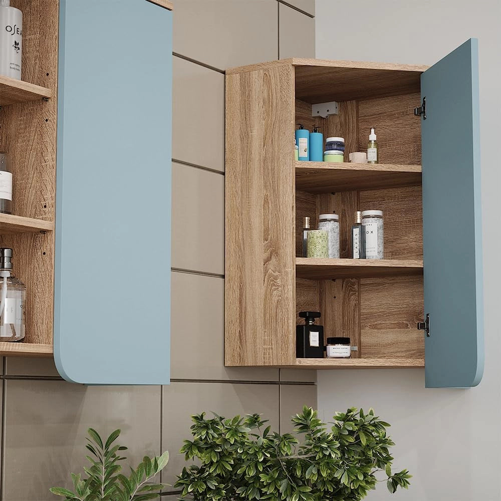 Mobile da bagno Karen, Grigio-blu, 42.4 x 75 cm con porta e vani aperti