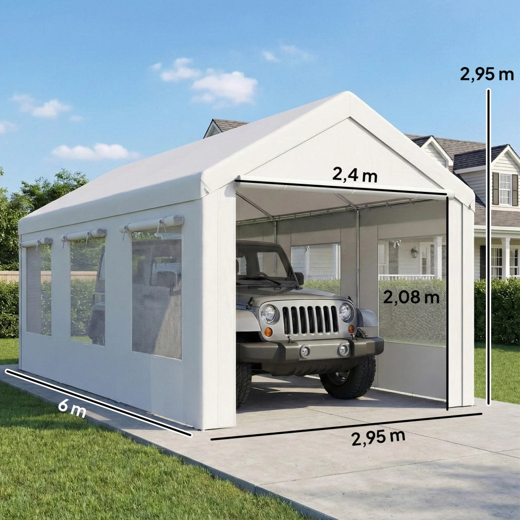 Tenda Auto Garage 3x6m ¨C Minimal ¨C Bianco