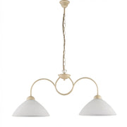 Lampadario Rustico Anemone 2 Luci Avorio e Bianco LuceArt Classic