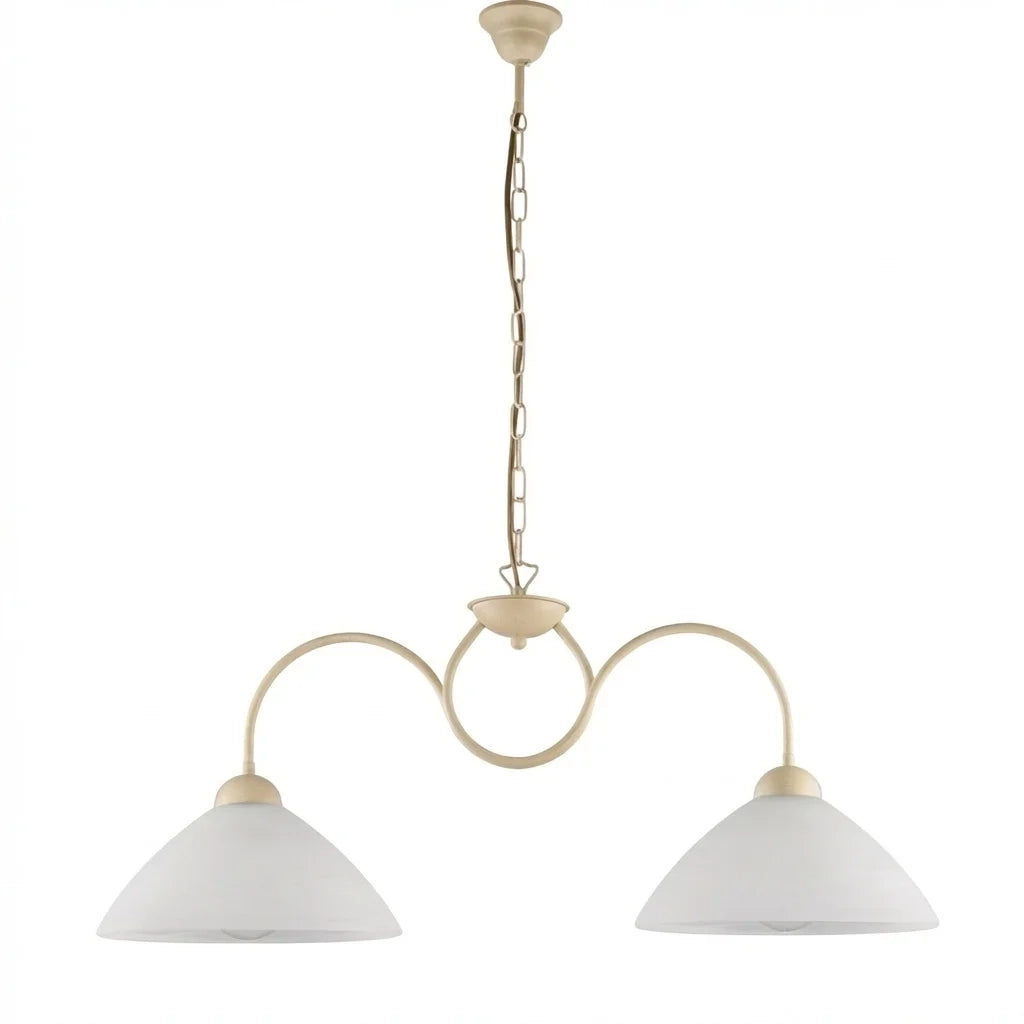 Lampadario Rustico Anemone 2 Luci Avorio e Bianco LuceArt Classic