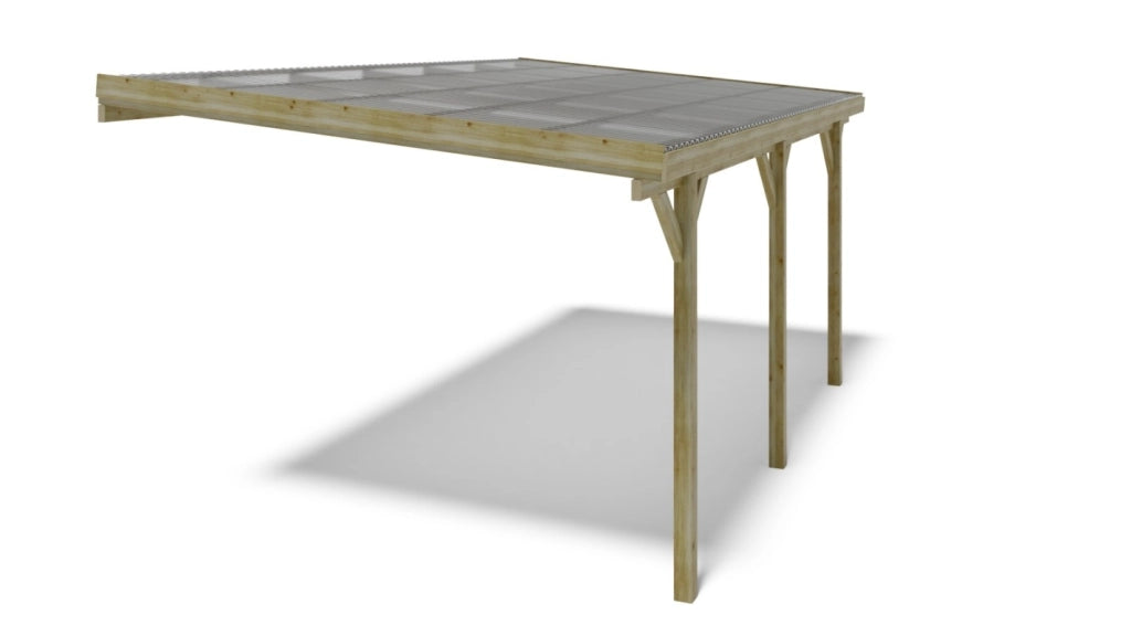Tettoia posto auto coperto in legno 3x5.24 m - 15 m2 - copertura PVC   - CAR7-2PVCTR - ALTANKA