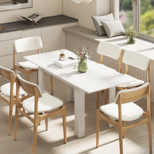 Tavolo Allungabile da Pranzo 140-180x80x75 cm per 6-8 Persone in MDF Bianco