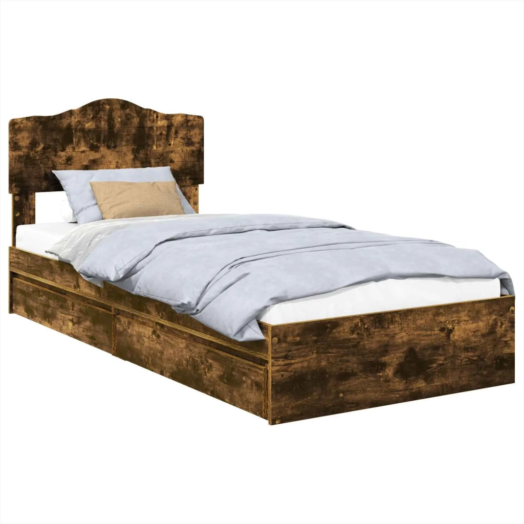 Letto con Contenitore Rovere fumé 70 x 190 cm Legno multistrato 3413149