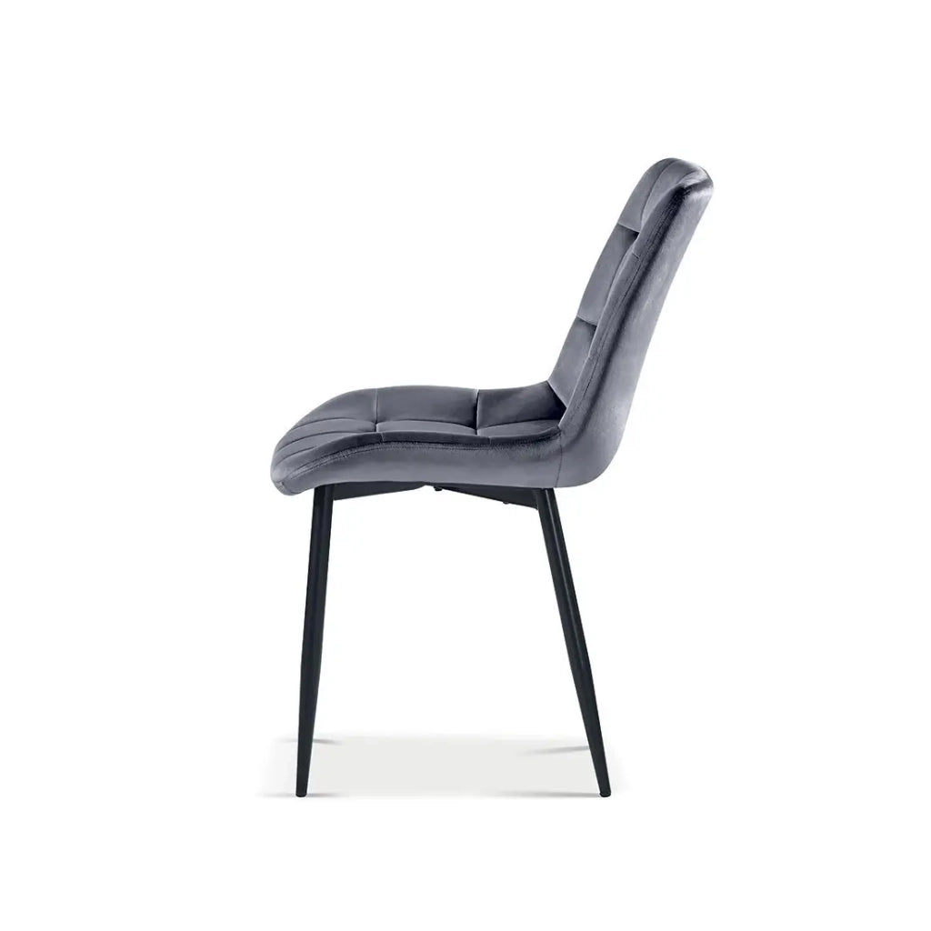 Sedia design KALI – Velluto taupe e gambe in metallo