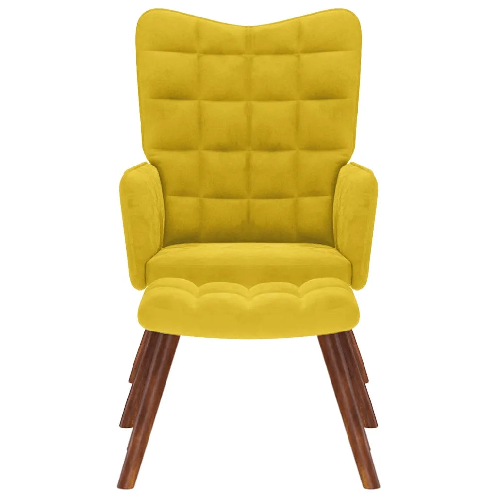 Divano Sedia-Poltrona Relax con Sgabello in Velluto Giallo