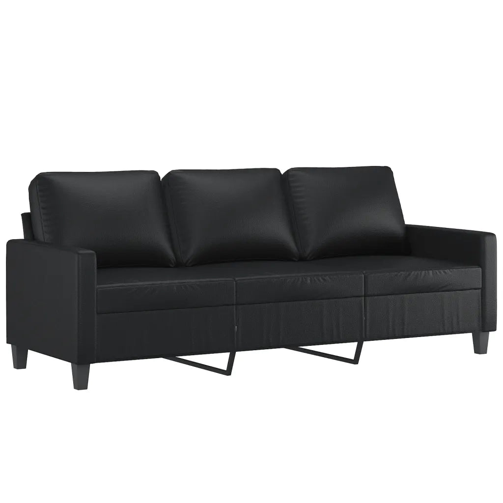 Set di Divani 2 pz con Cuscini Nero in Similpelle 3201418
