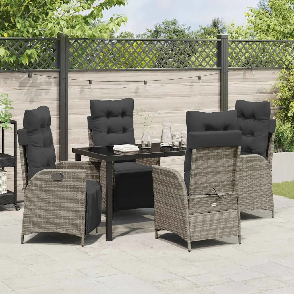 Set da Pranzo per Giardino con cuscino 5 pcs Grigio polyrattan 3380549