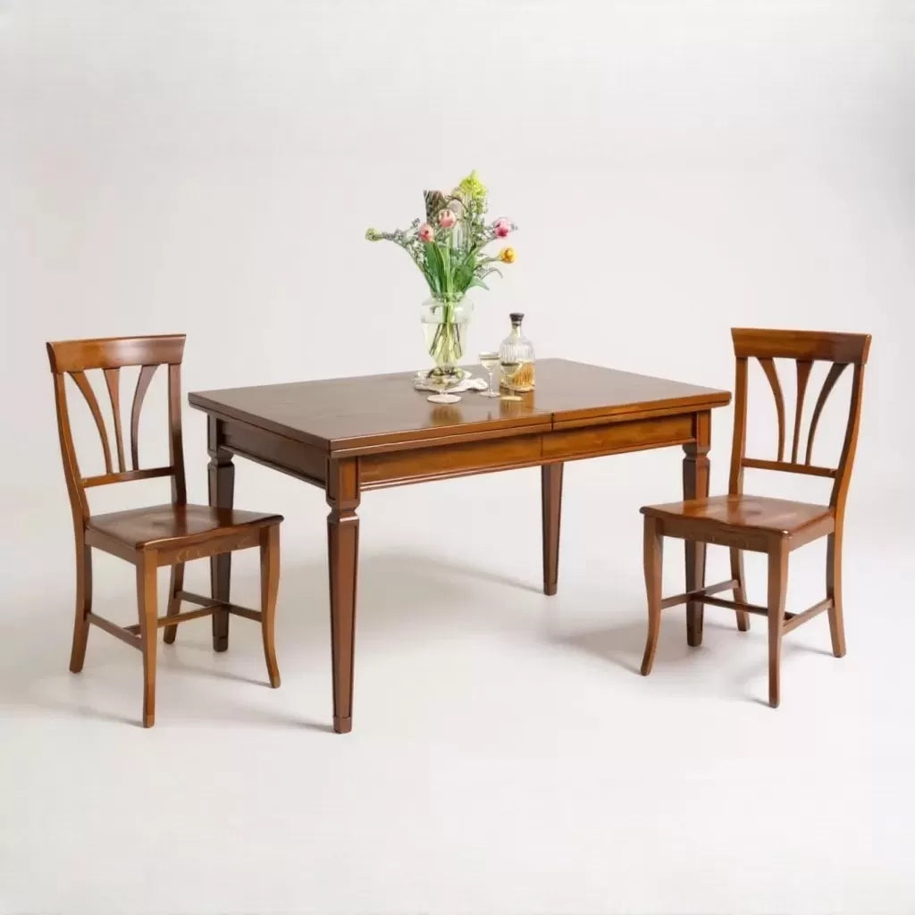 Set tavolo classico legno greca bassano 160x90x78 con 6 sedie seduta legno - Mobili 2G