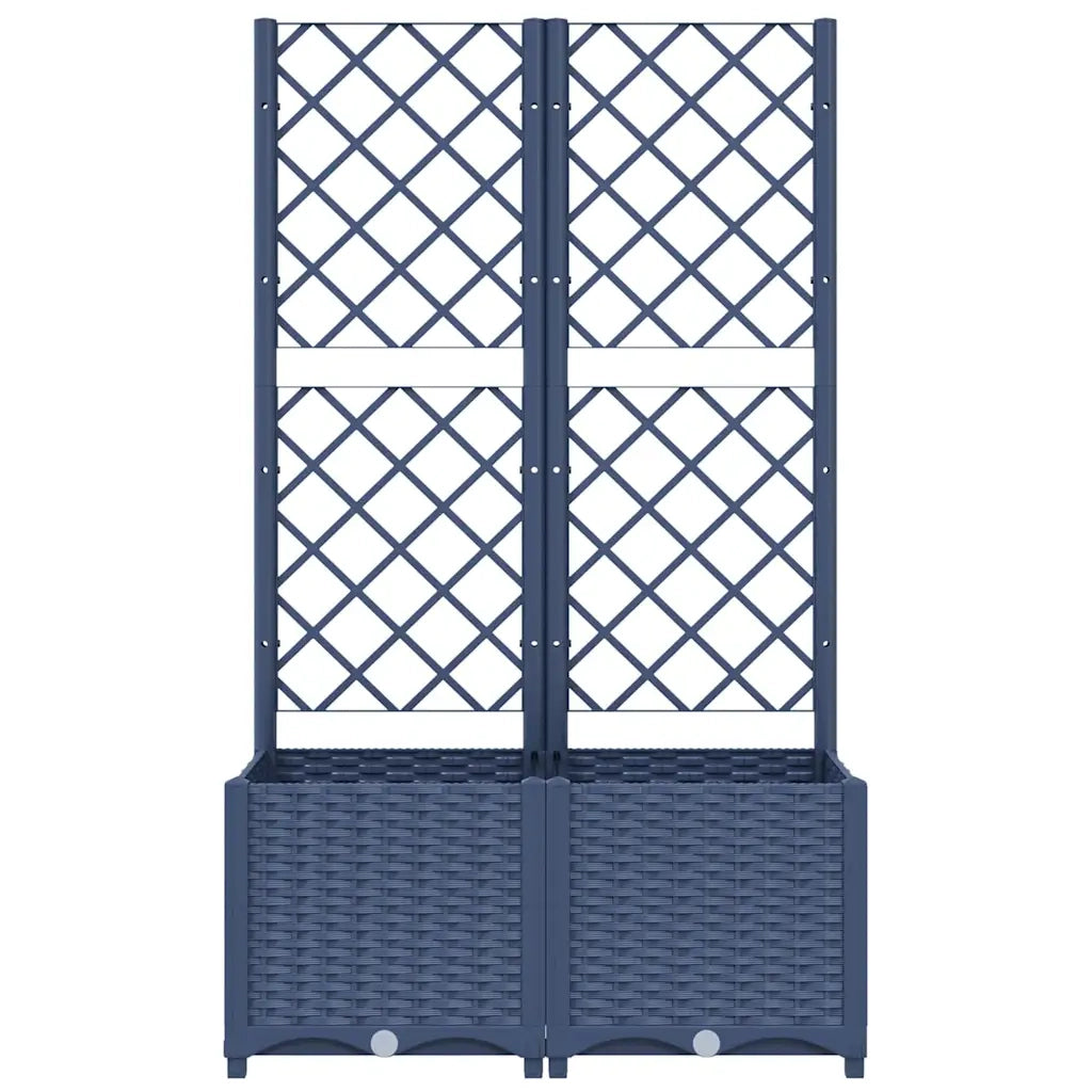 Fioriera da giardino con traliccio blu grigio 80x40x136 cm PP 318251