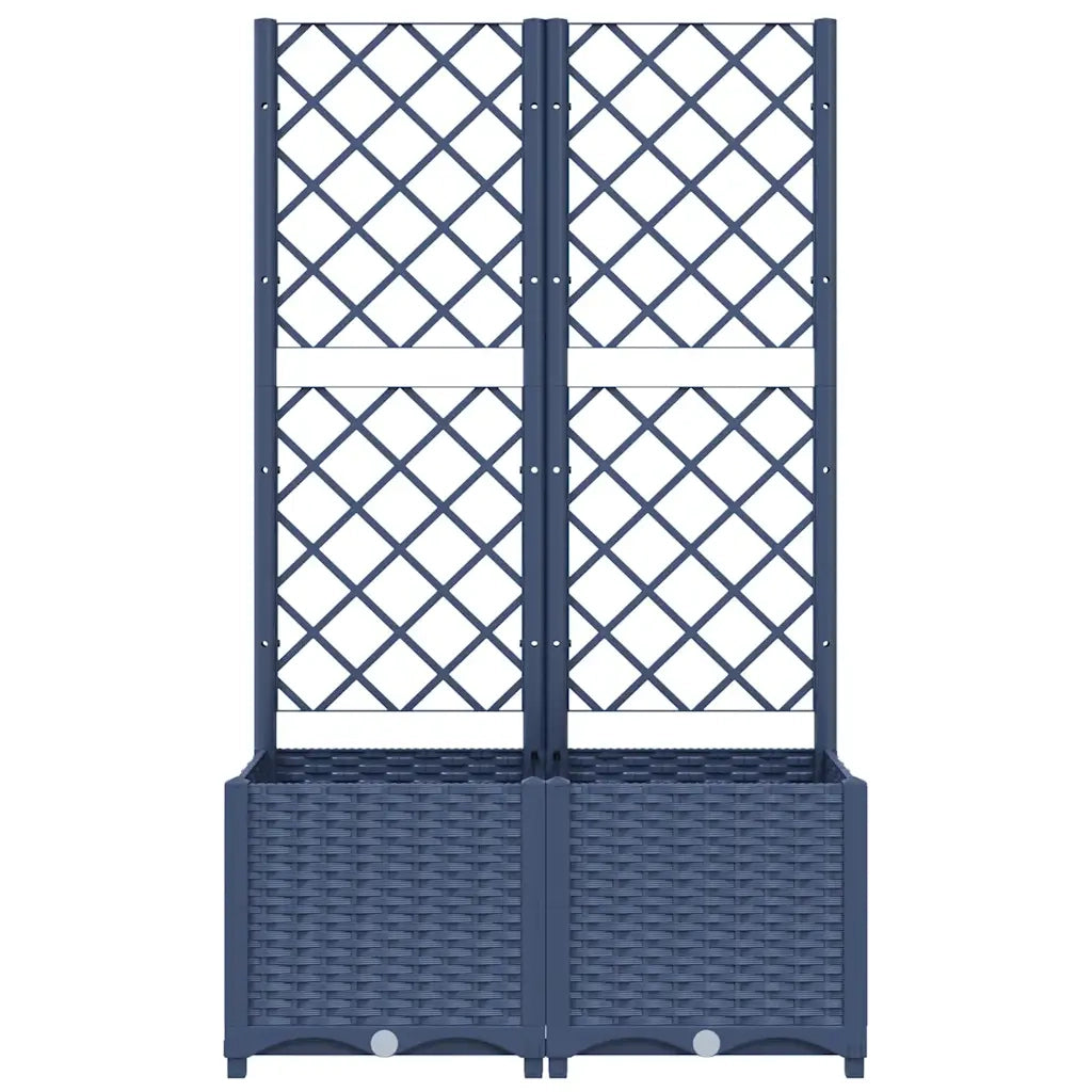 Fioriera da giardino con traliccio blu grigio 80x40x136 cm PP 318251