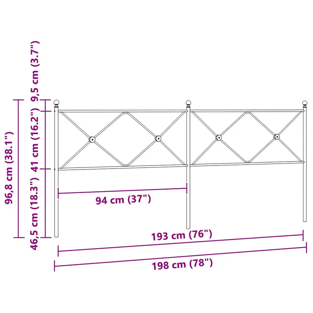 Testiera in Metallo Nero 193 cm