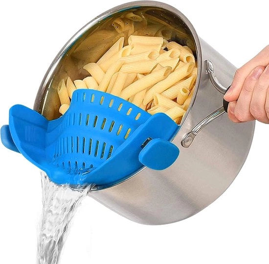Sifone in silicone, accessorio universale per fissaggio di padella, pentola e ciotola, ausilio di staccatura utile per pasta, verdure e frutta, resistente alla lavastoviglie, di alta qualità, privo di odori e BPA-free