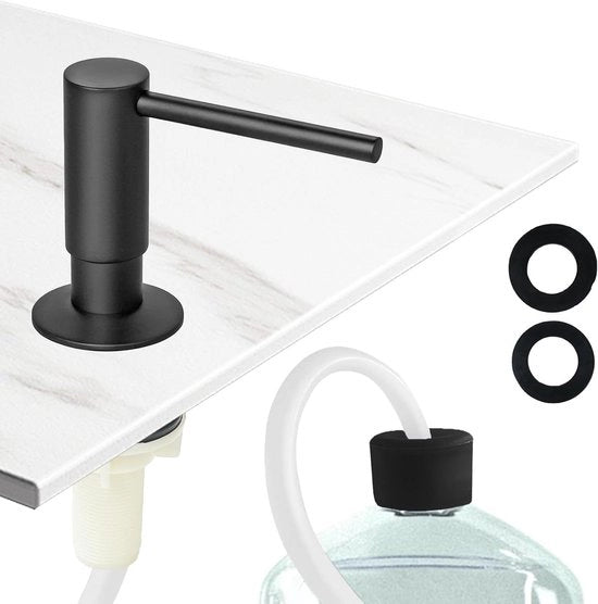 Dispensatore di Sapone per Lavastoviglie a Montaggio Flusso con Viti in Acciaio Inossidabile, Dispensatore di Detersivo per Piatti con Guanto in Gomma Silicone Integrato - Riempibile