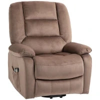 Poltrona Alzapersona Elettrica Relax con Schienale Reclinabile, Poggiapiedi e Telecomando, 90 x 93 x 110 cm, Marrone