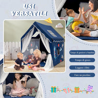 Tenda da gioco per Bambini, Casetta per Bambini da Interno con Tappetino Imbottito Rimovibile, Ideale per Bambini e Bambine, 105 x 121 x 137 cm (Blu)