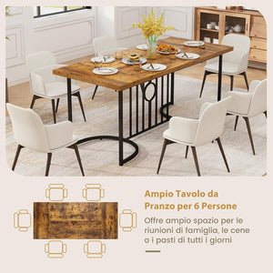 Tavolo da Pranzo 180 x 79 x 75 cm per 6-8 Persona, Tavolo Cucina Rettangolare in Legno con Struttura in Metallo, Mobile moderno per Sala da Pranzo e Ufficio, Capacità di Carico 135kg