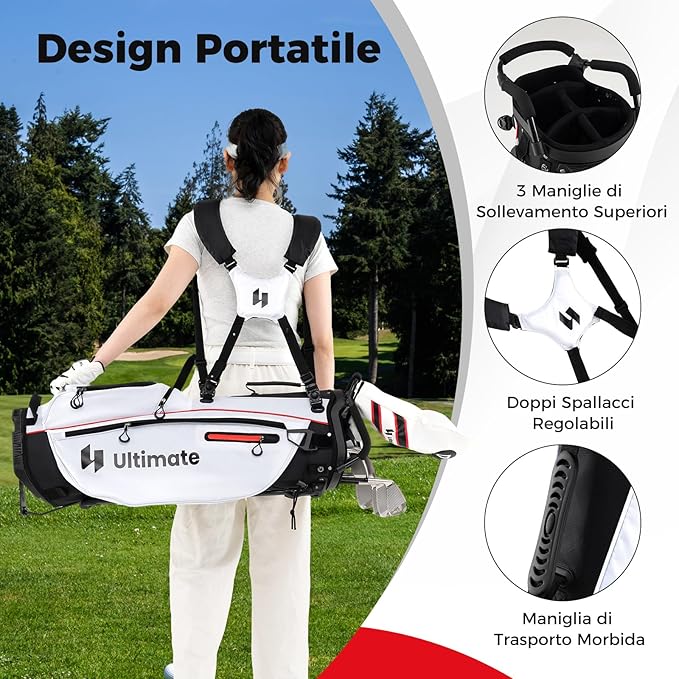 Set Completo di Mazze da Golf con Sacca a Treppiede, Include con Driver 1 da 460CC, Legno 3, Ibrido, Ferri 5, 6, 7, 8, 9, P, S, Putter e Copertura Antipioggia per Destrimani