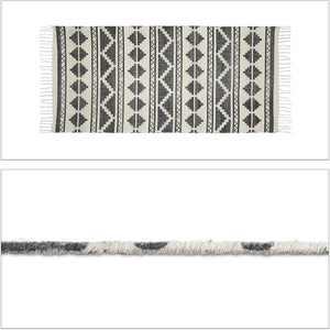 Tappeto runner con stampa geometrica per corridoio soggiorno 70 x 145 cm cotone bianco 13_0002833_2