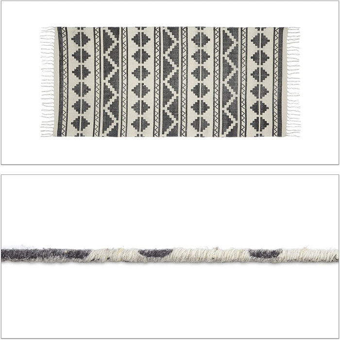 Tappeto runner con stampa geometrica per corridoio soggiorno 70 x 145 cm cotone bianco 13_0002833_2