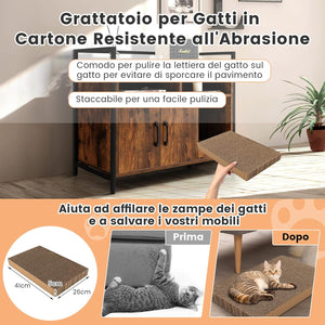 Mobile per Lettiera Gatti con Ripiani Aperti e Ripiani Chiusi con Maniglie, Mobiletto Multiuso per Ingresso e Soggiorno, 82,5 x 51 x 51 cm, Portata 50 kg (Marrone)