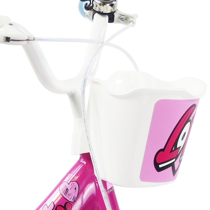 SCH HEART 14", bicicletta per bambini, adatta ad etÃ  tra i 4 e i 6 anni, per altezza tra 100 e 120 cm, con cestino, c