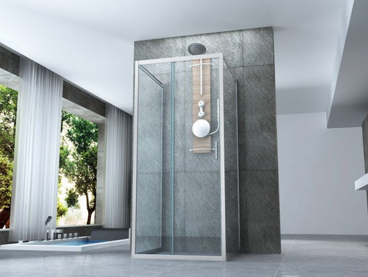 Box doccia Cristallo 6 mm - 3 lati due fissi piu' porta scorrevole Trasparente - Misura: 90 x 100 x 90 x h190 cm