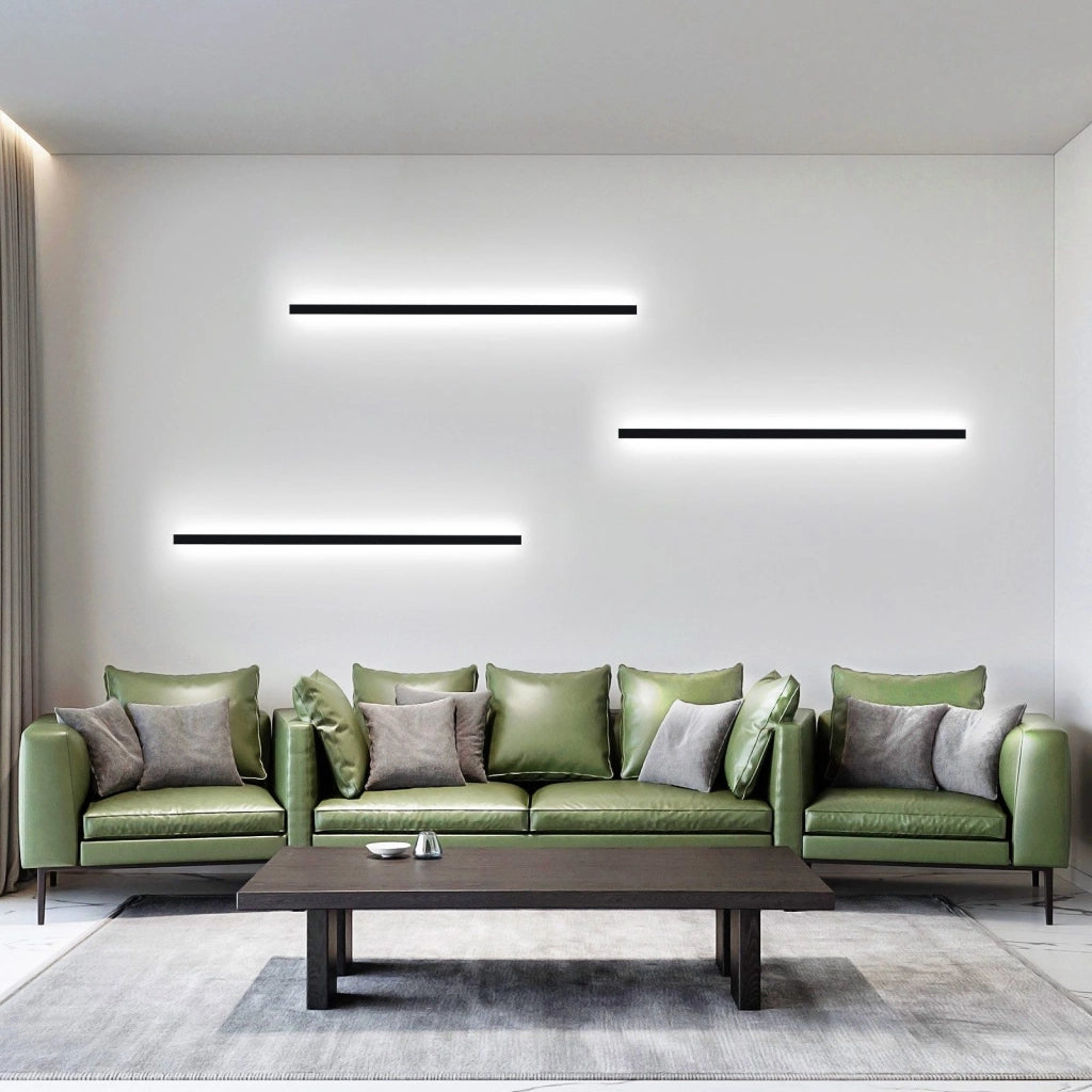 ZMH Applique LED da parete per interni 100cm bianco freddo metallo nero 32W soggiorno cucina