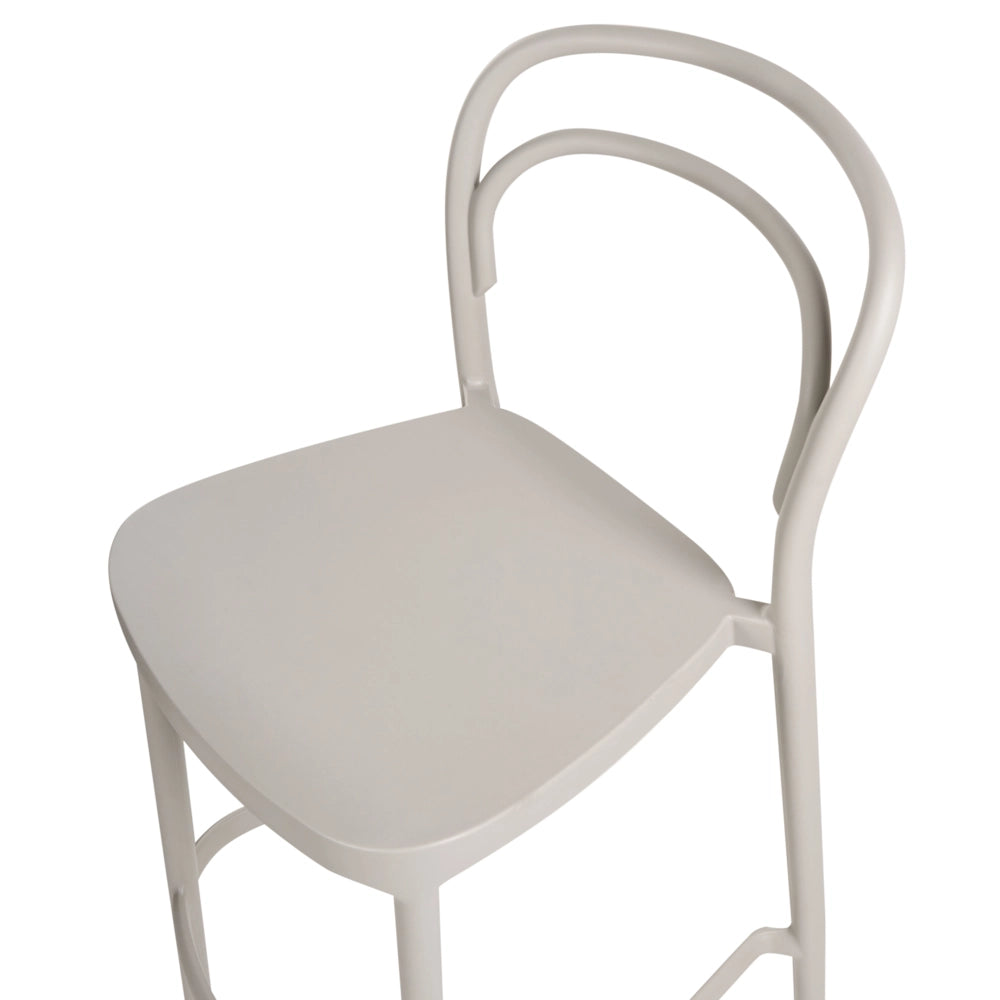 Set di 2 sedie da bar in plastica beige moderna resistente alle intemperie per uso interno ed esterno
