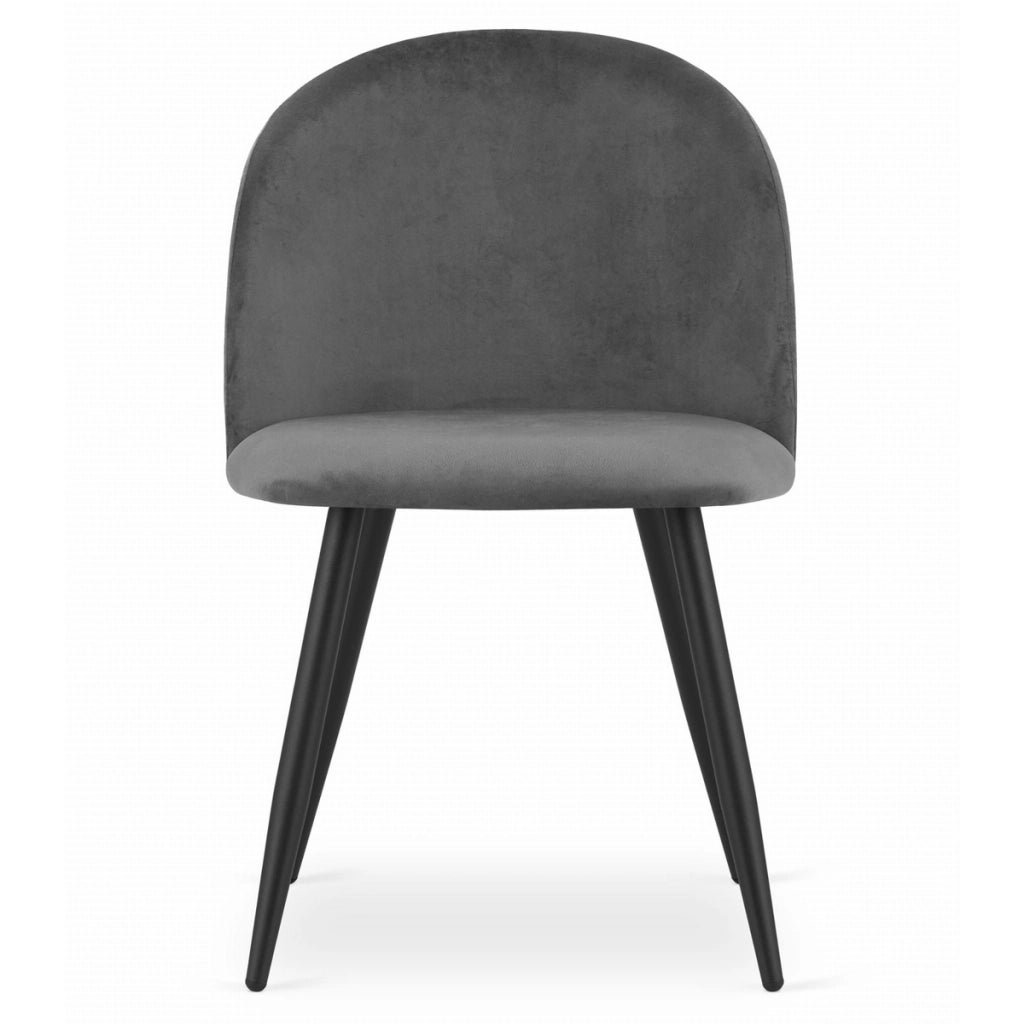 Set di 2 sedie Bello in velluto grigio scuro e metallo nero