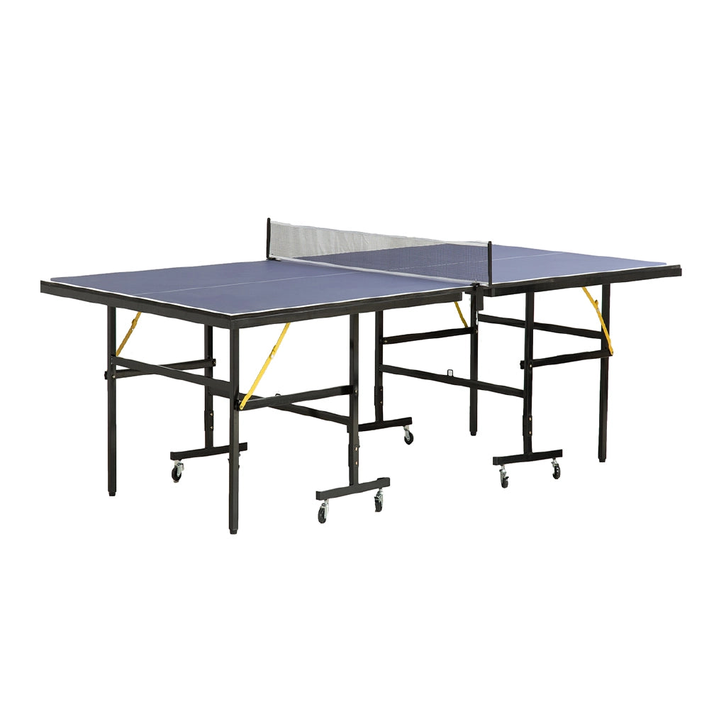 Tavolo da Ping Pong Pieghevole con Tendirete per Interni Blu