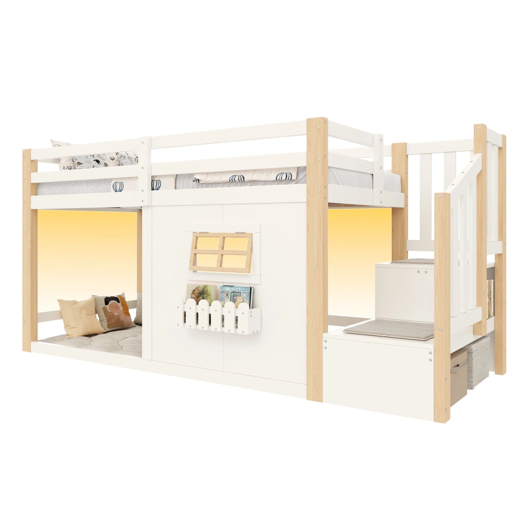 letto a castello pino mdf bianco 90 x 200 cm