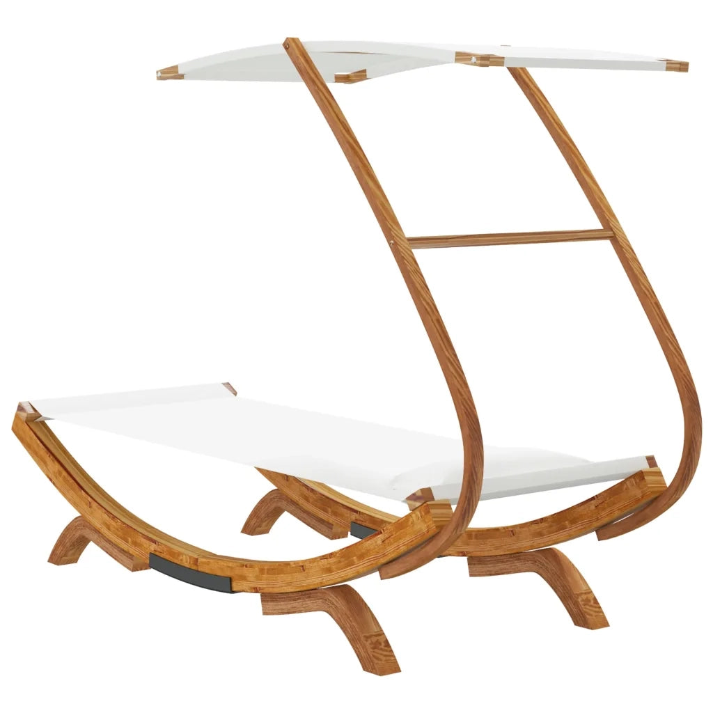 Lettino con Tettuccio 100x190x134 cm in Legno Curvato Crema 313943