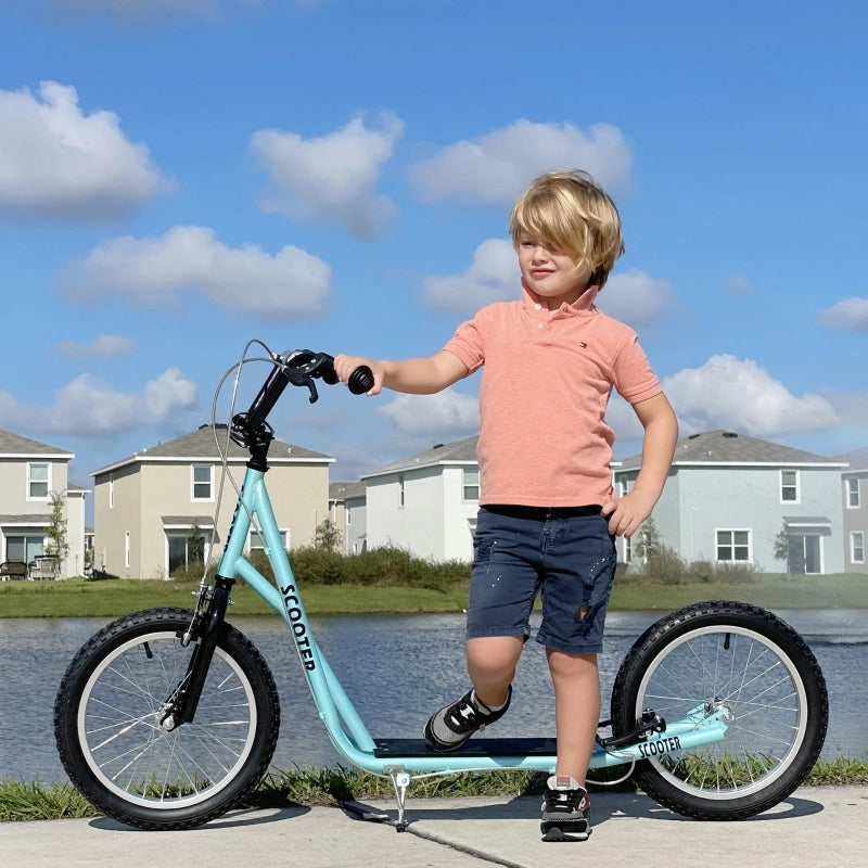Monopattino per bambini con freno, regolabile in altezza, leggero, azzurro