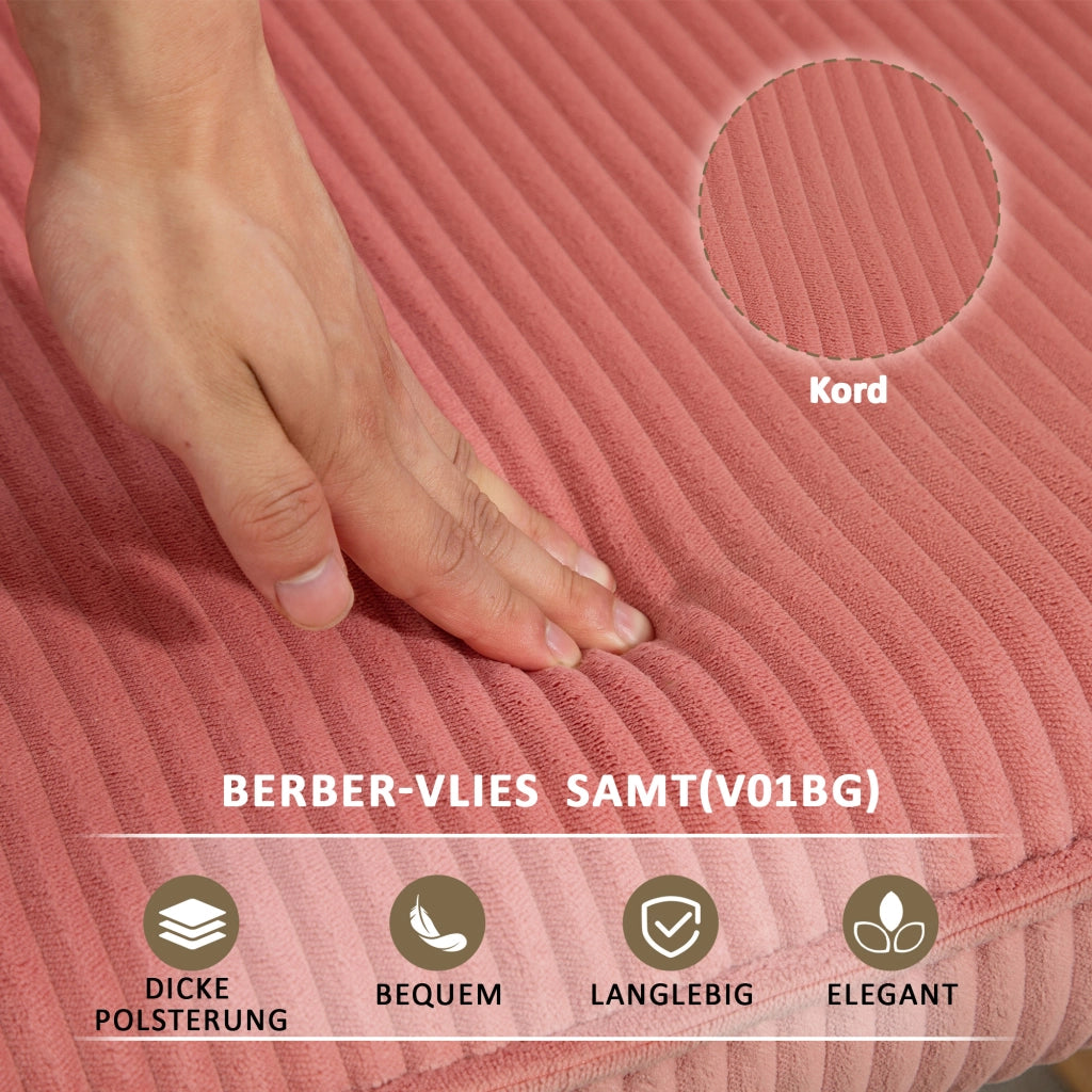 Poltrona a dondolo con braccioli e base in legno, in poliestere effetto corda rosa 98 × 71 × 101 cm