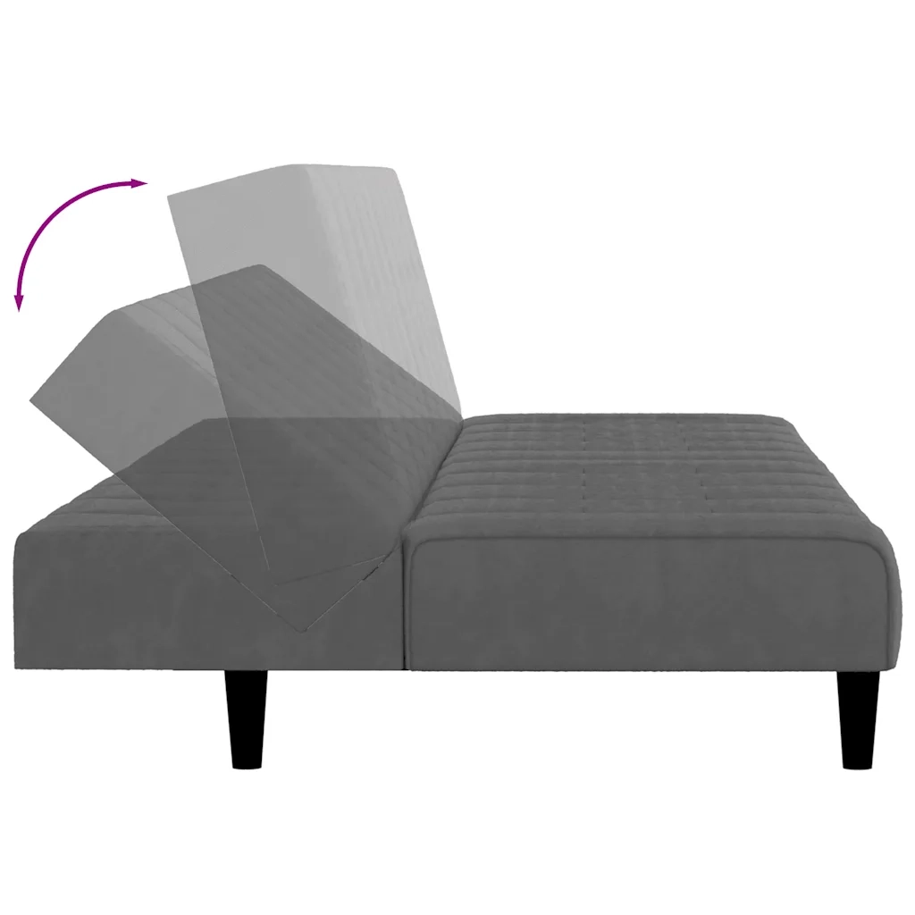 Divano letto | Sof¨¤ letto | Letto singolo a 2 Posti Grigio Scuro in Velluto