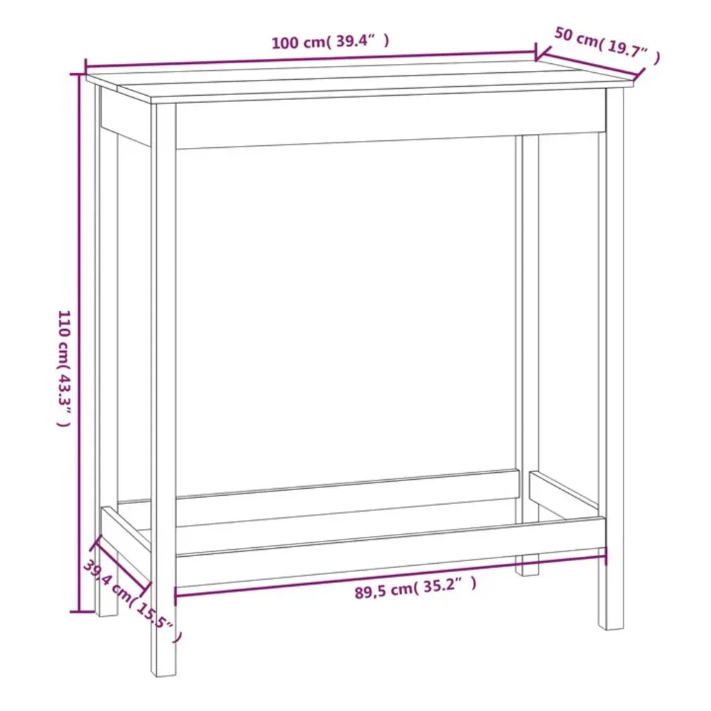 Tavolo da Bar 100x50x110 cm in Legno Massello di Pino 833265