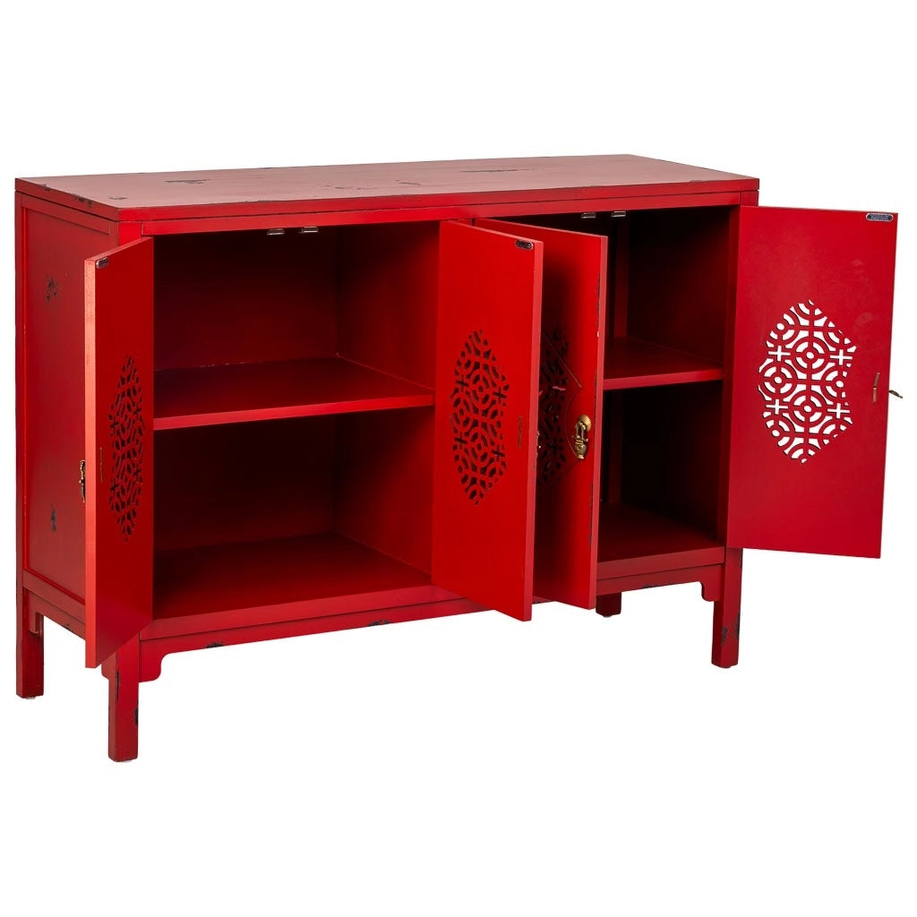 Credenza in legno rossa 120x40x86,5h