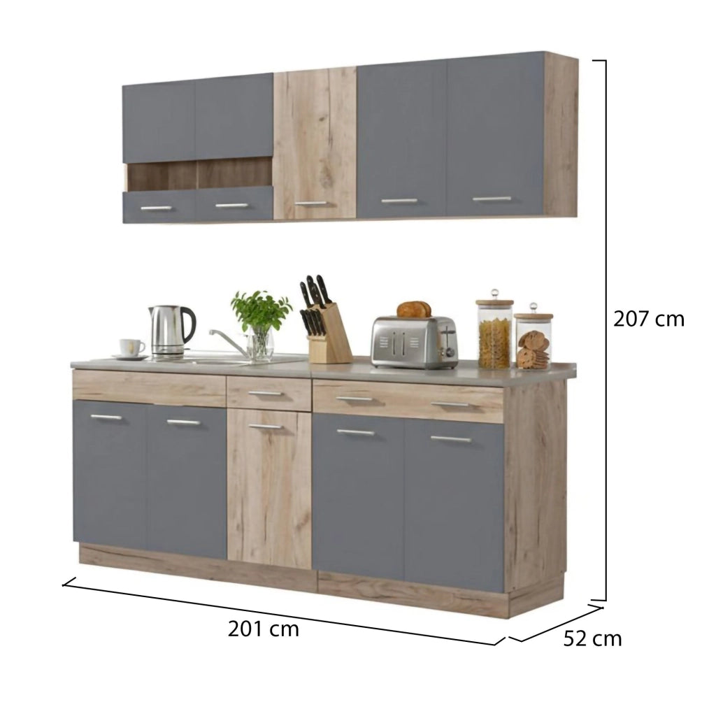 Cucinino Bornago, Cucina 2 Cassetti, Elettrodomestici non inclusi, Nero Antracite